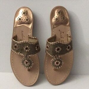 NWOB Jack Rogers Sparkle Dress Flat Sandal Size 6.5 Rose Gold